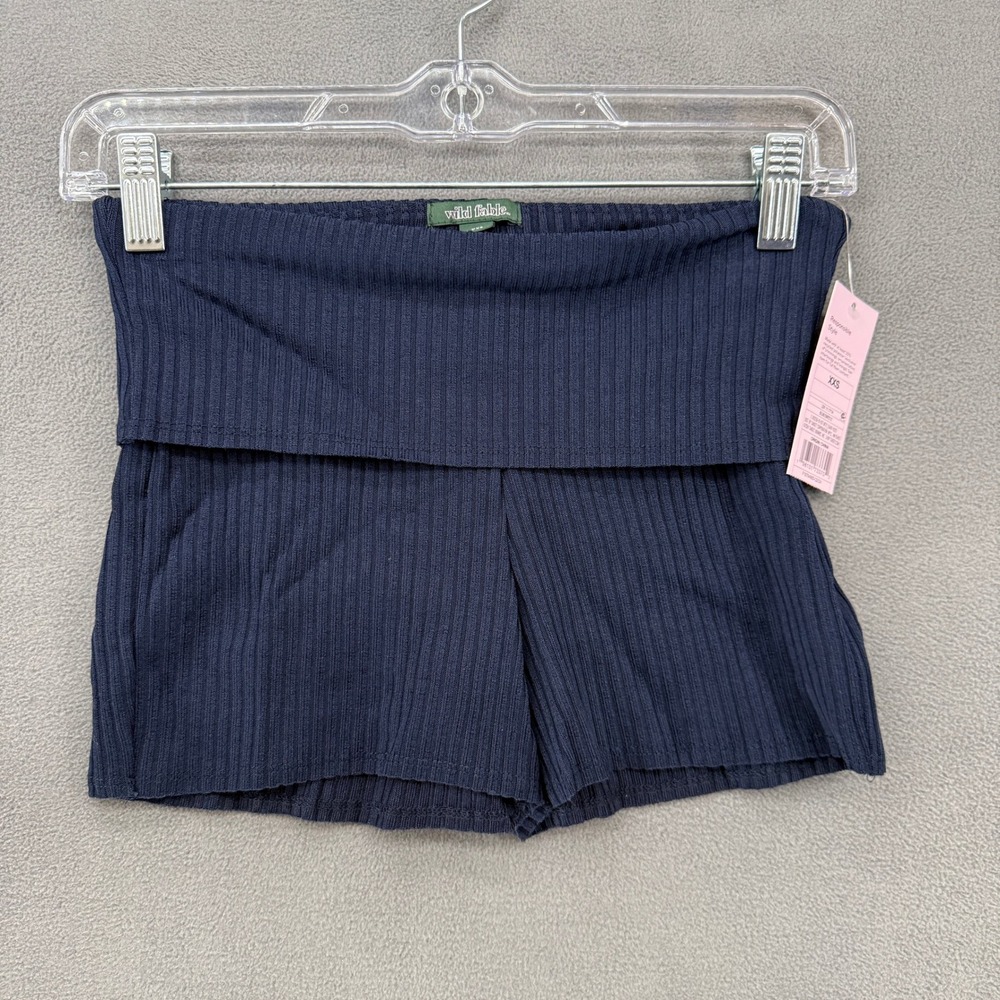 Wild Fable Shorts Womens XXS Blue Ribbed Foldover Waist NWT